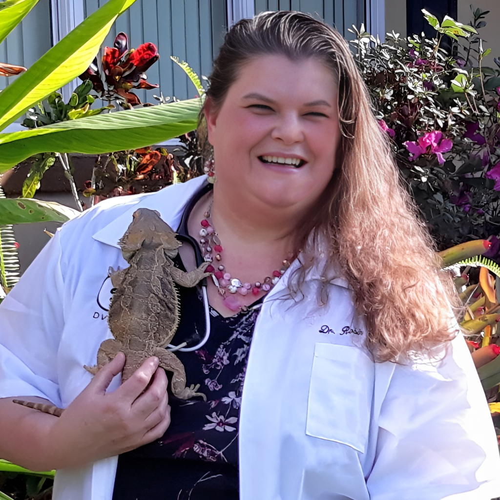 Robin Moore, DVM with bearded dragon